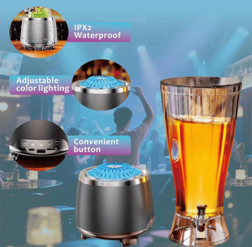 2.5L Beer Cannon Dispenser with Built-in LED Speaker
